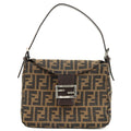 FENDI Zucca Mamma Baguette Canvas Leather Shoulder Bag 26426