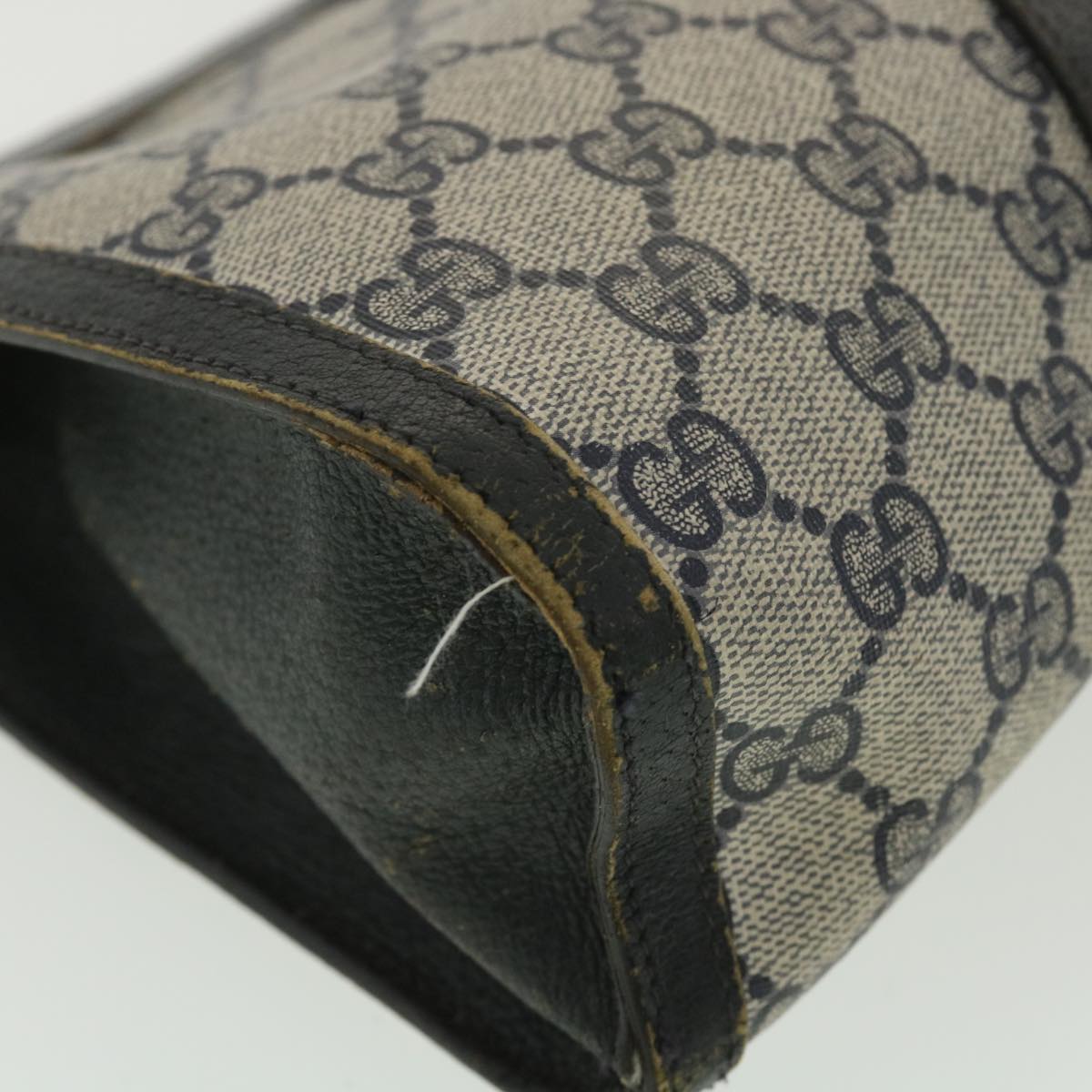 GUCCI Sherry Line GG Canvas Clutch Bag PVC Leather Navy Red 89  36432