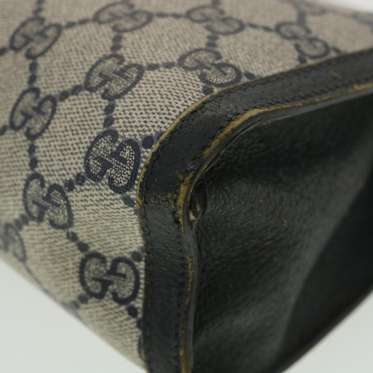 GUCCI Sherry Line GG Canvas Clutch Bag PVC Leather Navy Red 89  36432