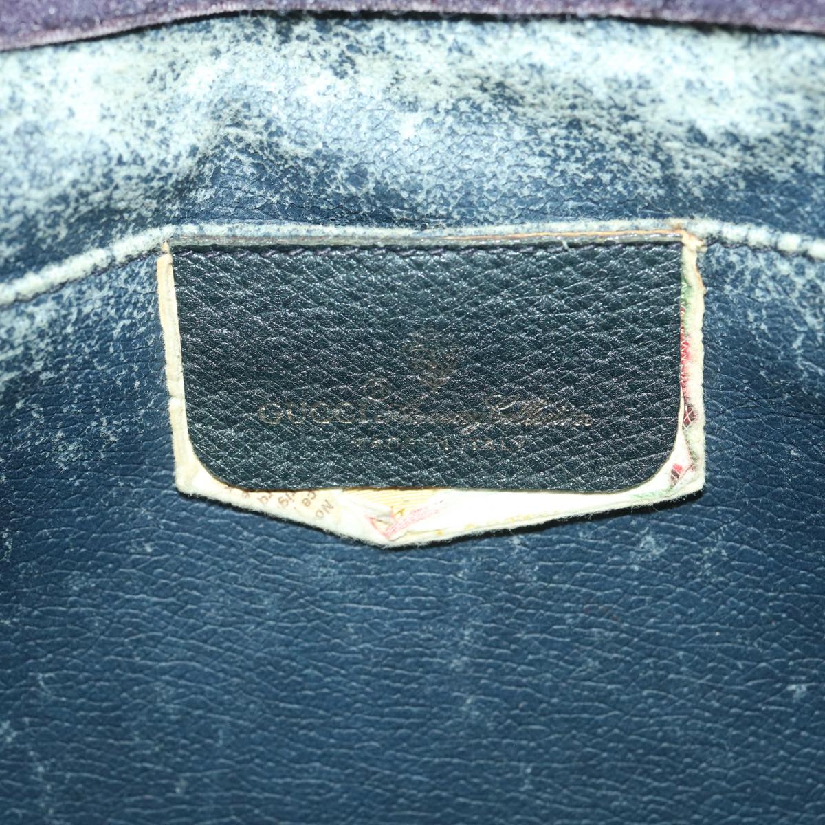 GUCCI Sherry Line GG Canvas Clutch Bag PVC Leather Navy Red 89  36432