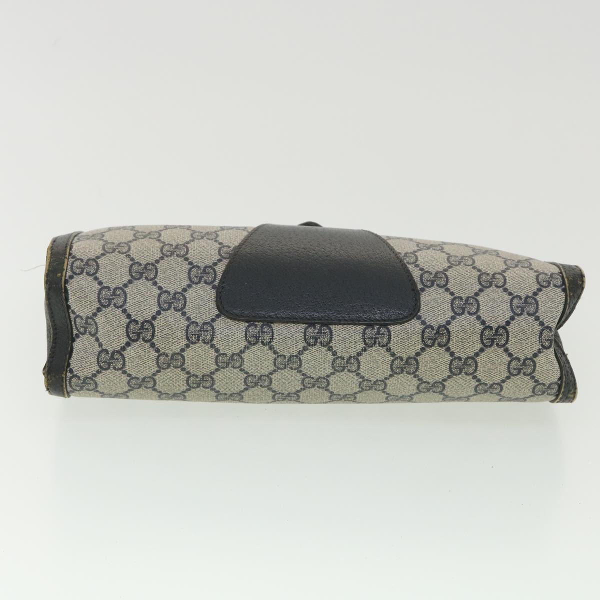 GUCCI Sherry Line GG Canvas Clutch Bag PVC Leather Navy Red 89  36432