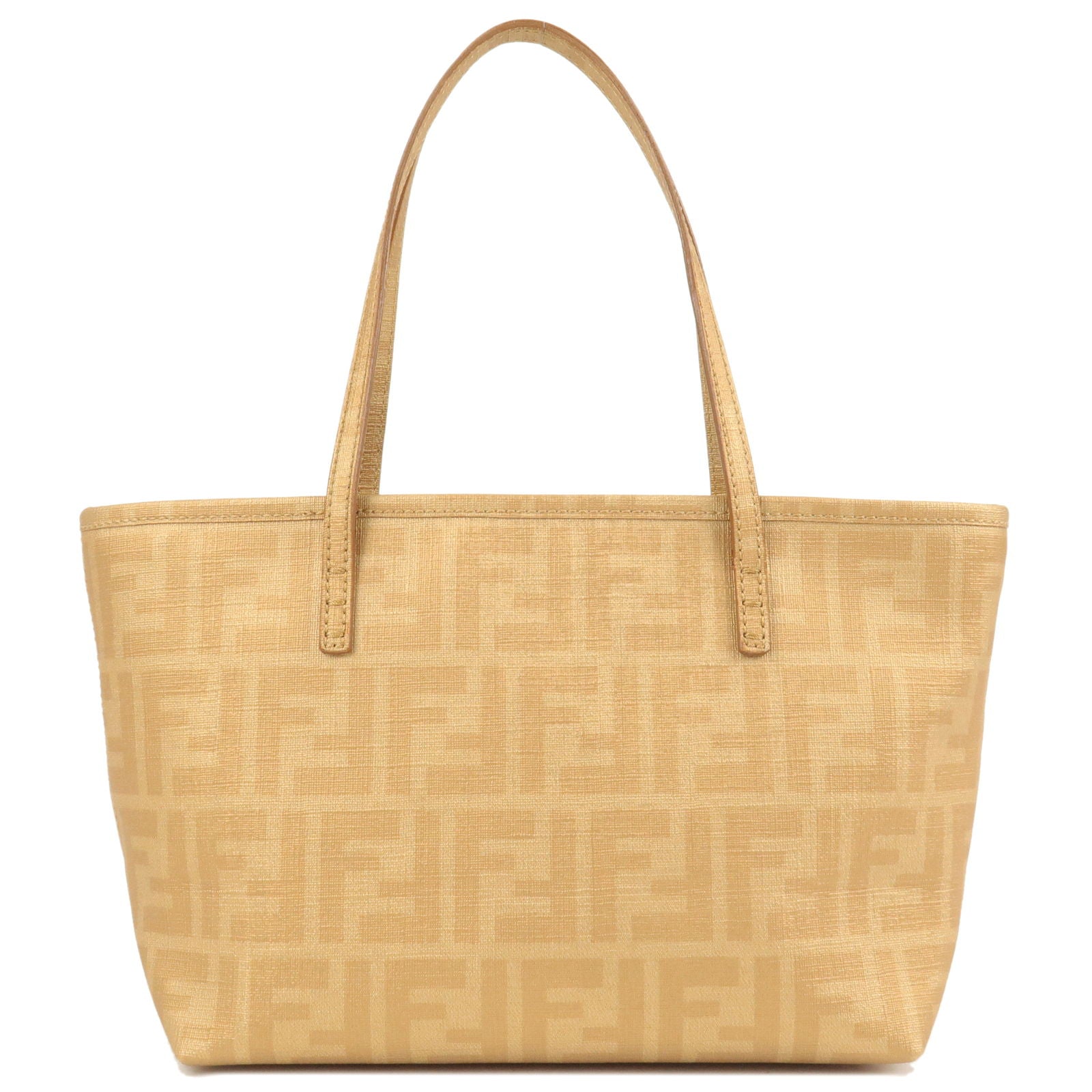 FENDI Zucca Print Logo PVC Tote Bag Hand Bag Gold 8BH223