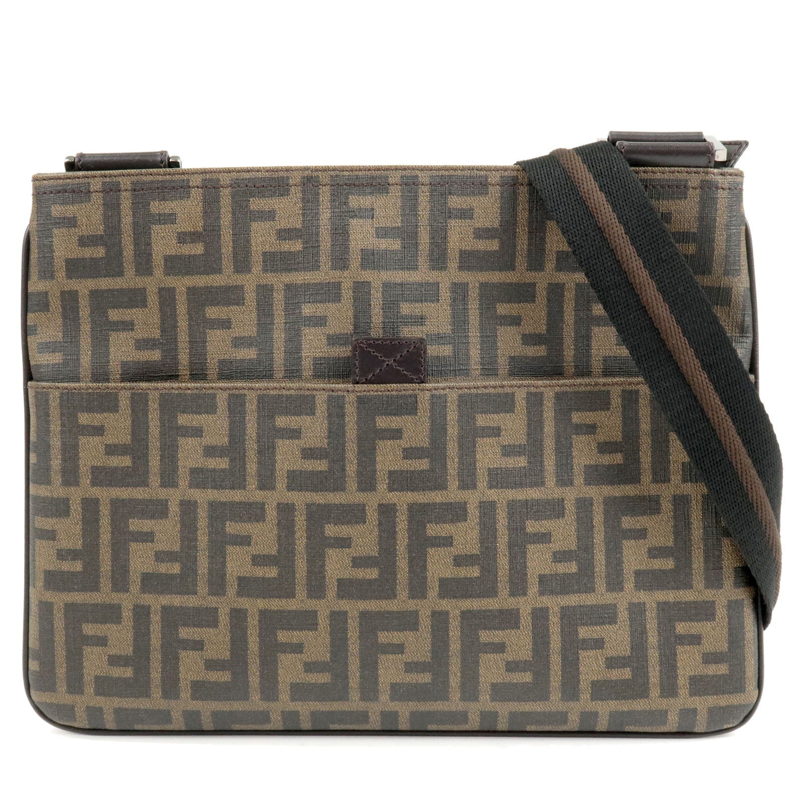 FENDI Zucca PVC Leather Shoulder Bag Khaki Black Brown 7VA247