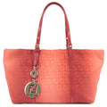 FENDI Zucchino Canvas Leather Tote Bag Ombre Red 8BH214
