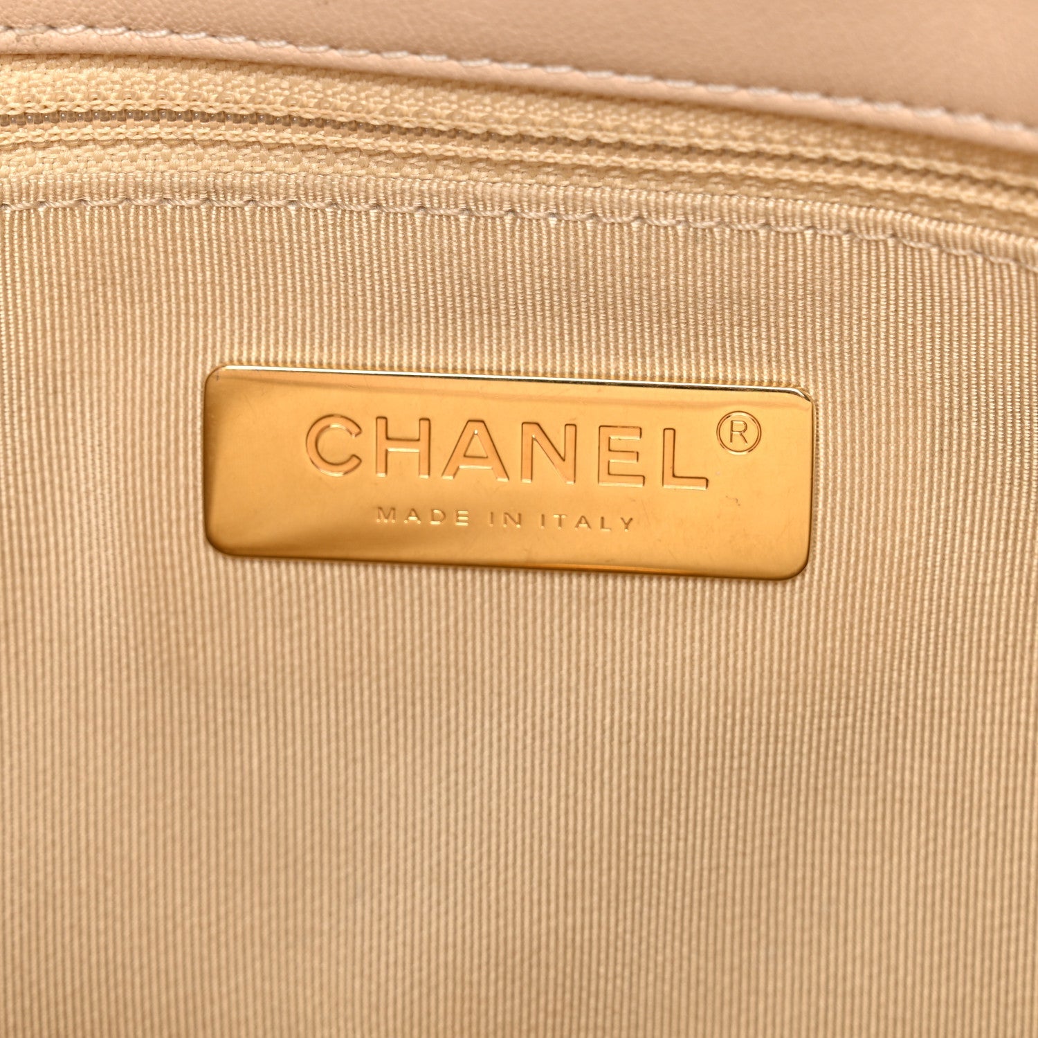 Chanel Lambskin Quilted Medium Chanel 19 Flap Beige