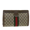GUCCI GG Canvas Web Sherry Line Clutch Bag Beige Red Green 010.378  36471
