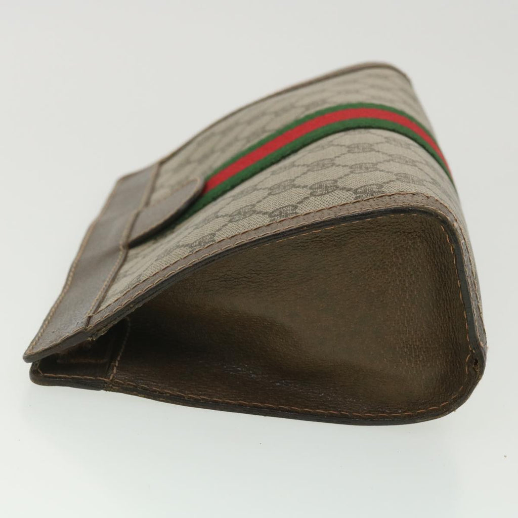 GUCCI GG Canvas Web Sherry Line Clutch Bag Beige Red Green 010.378  36471