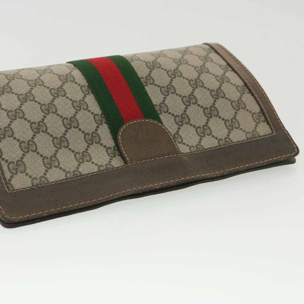 GUCCI GG Canvas Web Sherry Line Clutch Bag Beige Red Green 010.378  36471