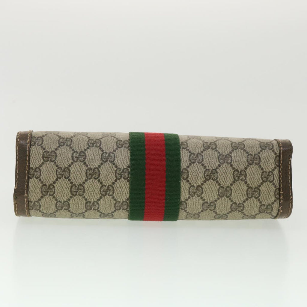 GUCCI GG Canvas Web Sherry Line Clutch Bag Beige Red Green 010.378  36471