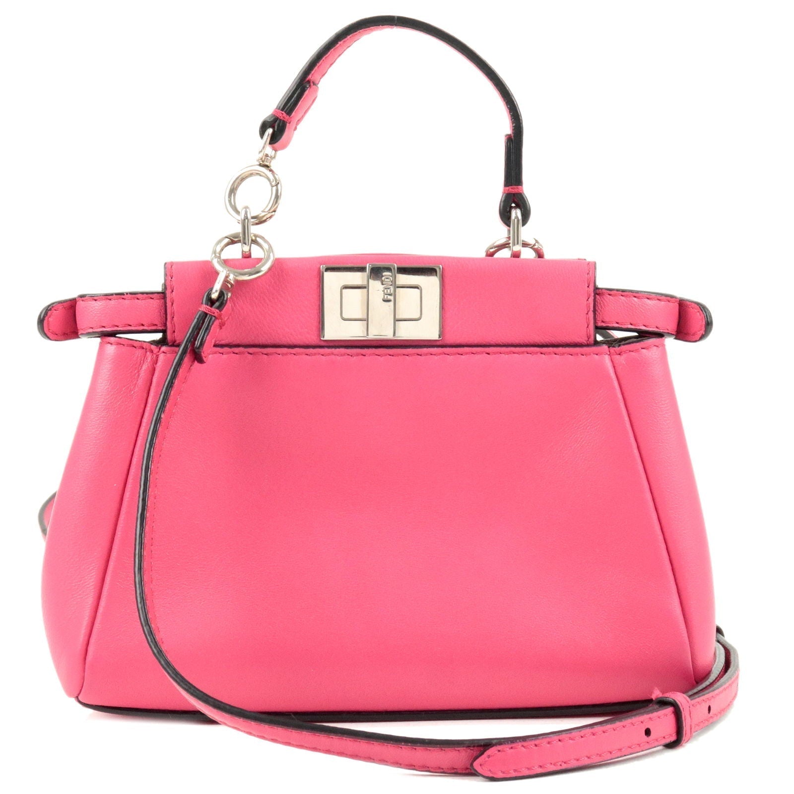 FENDI Leather Micro Peekaboo 2Way Bag Hand Bag Pink 8M0355