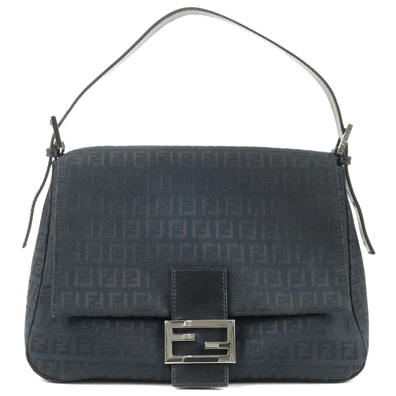 FENDI Zucchino Mamma Baguette Canvas Leather Shoulder Bag 8BR001