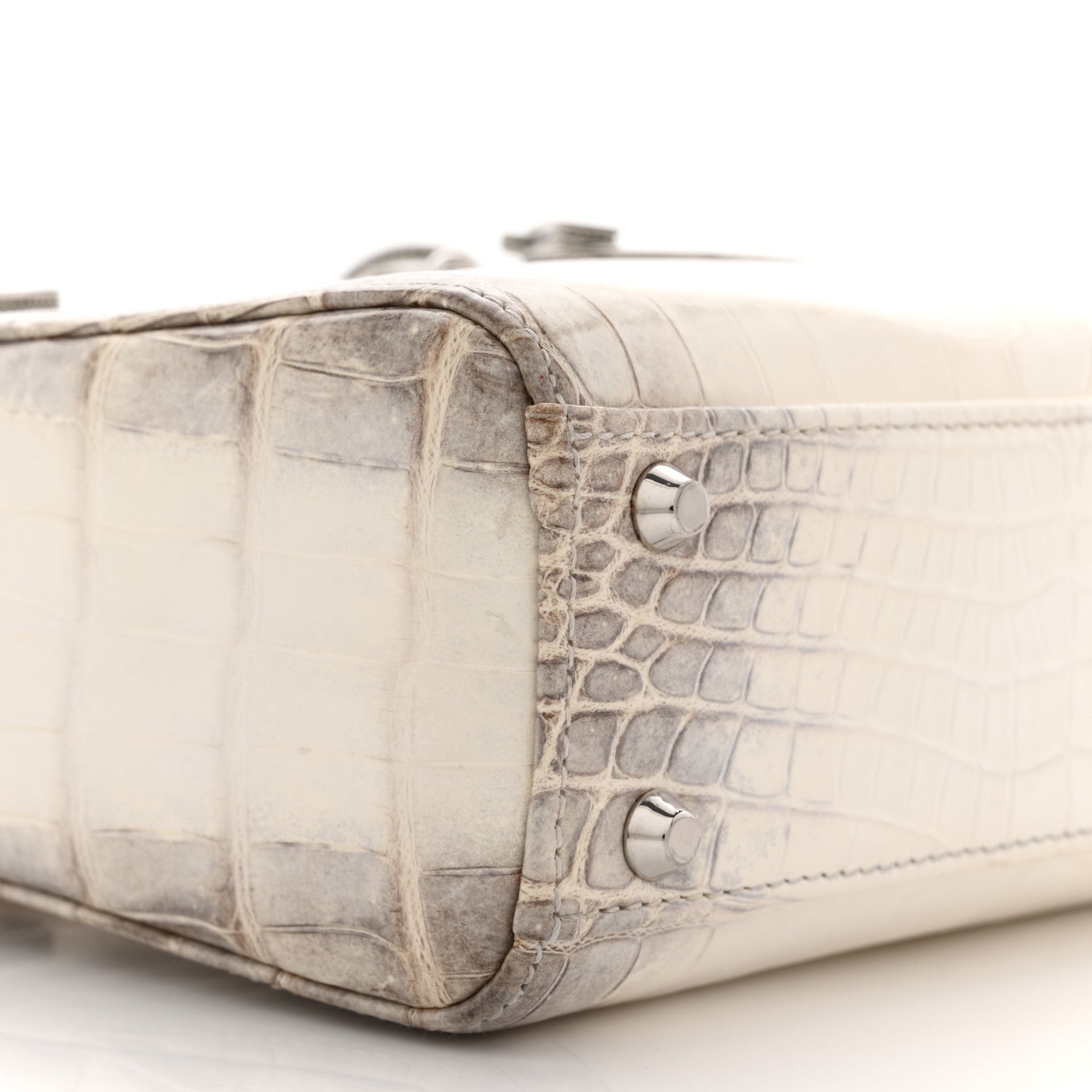 Christian Dior Niloticus Crocodile Himalaya Crystal Mini Lady Dior White