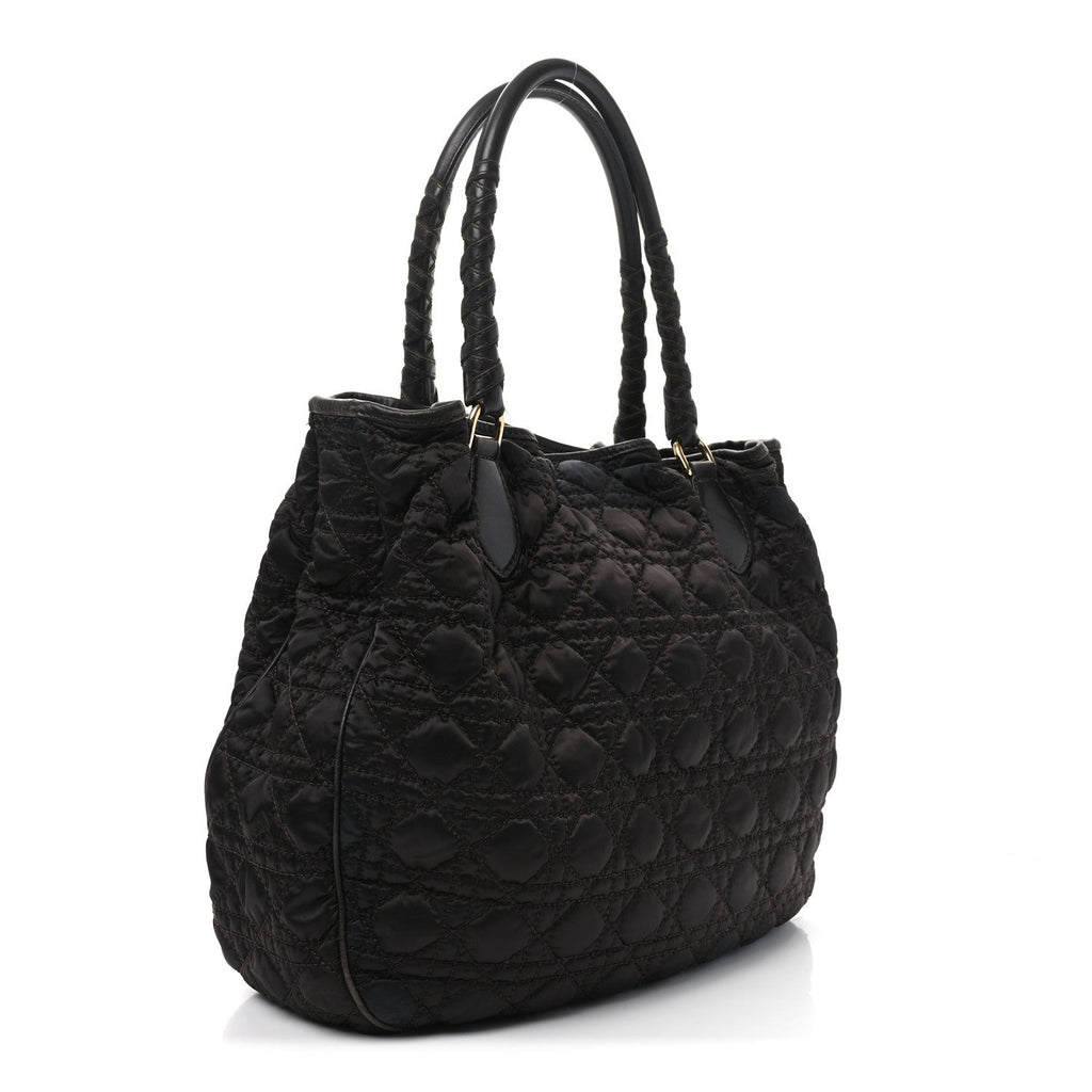 Christian Dior Nylon Cannage Medium Lovely Tote Brown