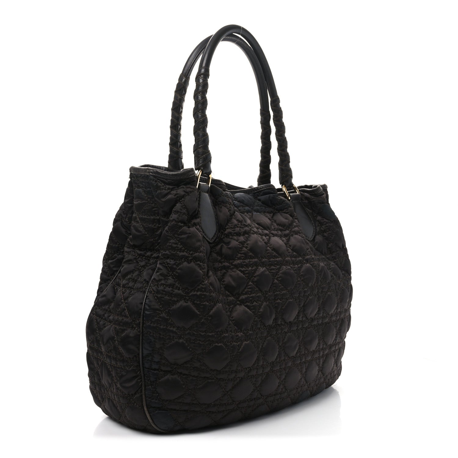 Christian Dior Nylon Cannage Medium Lovely Tote Brown