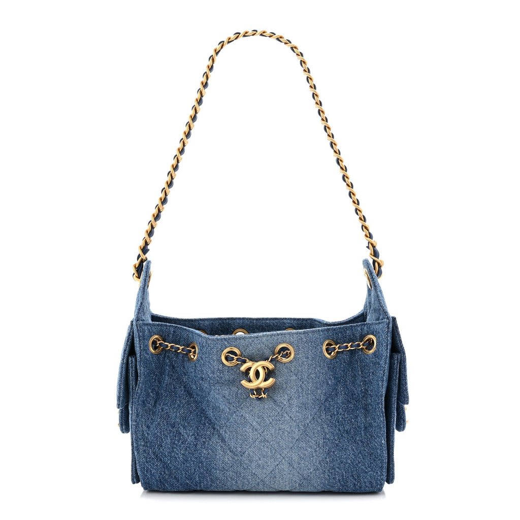 Chanel Washed Denim Quilted Mini Chanel 25 Handbag Blue
