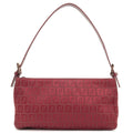 FENDI Zucchino Canvas Leather Shoulder Bag Red 8BR042
