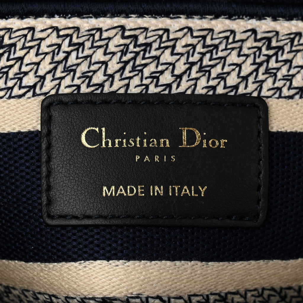 Christian Dior Toile De Jouy Embroidered Medium Lady D-Lite Blue