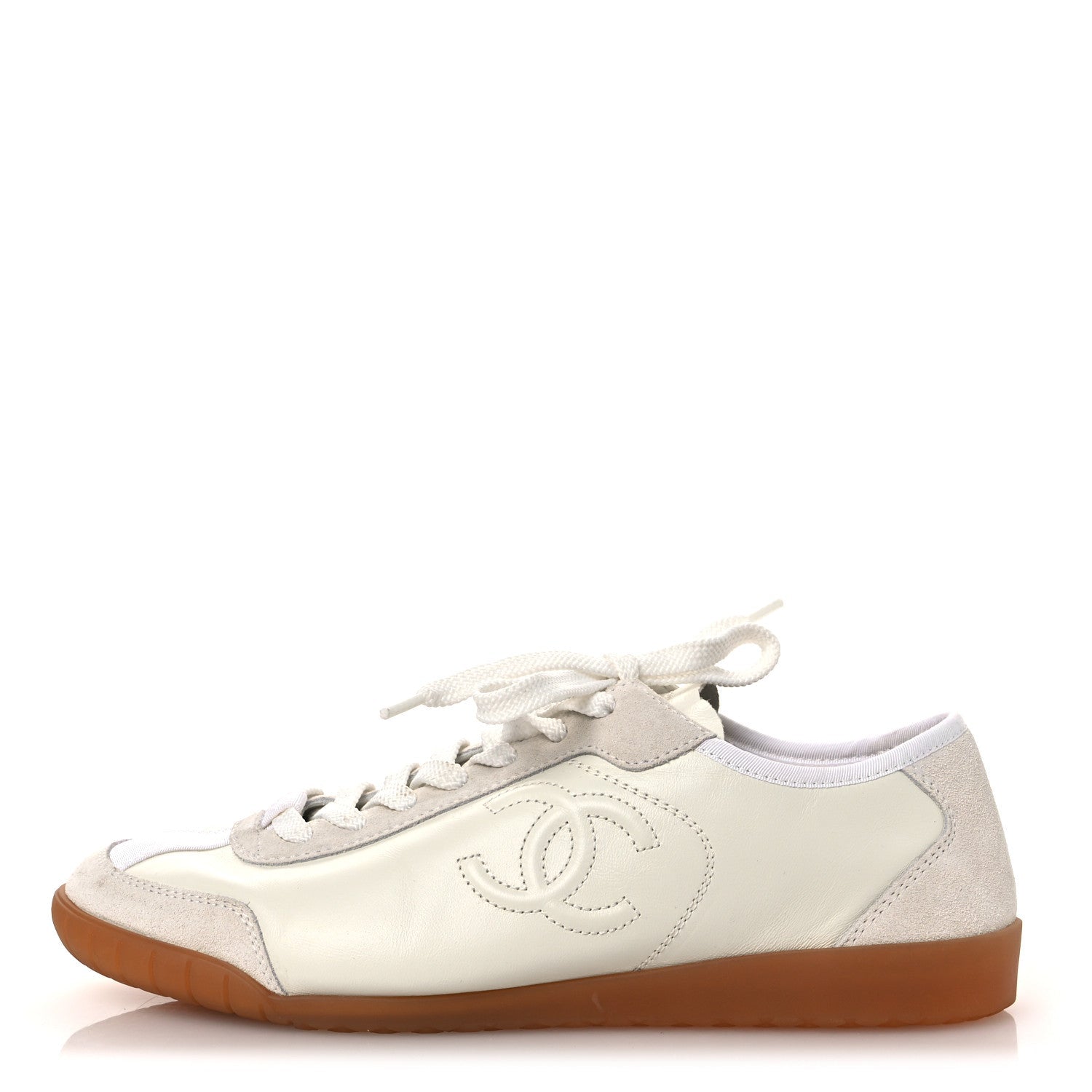 Calfskin Suede Womens CC Sneakers 39 White