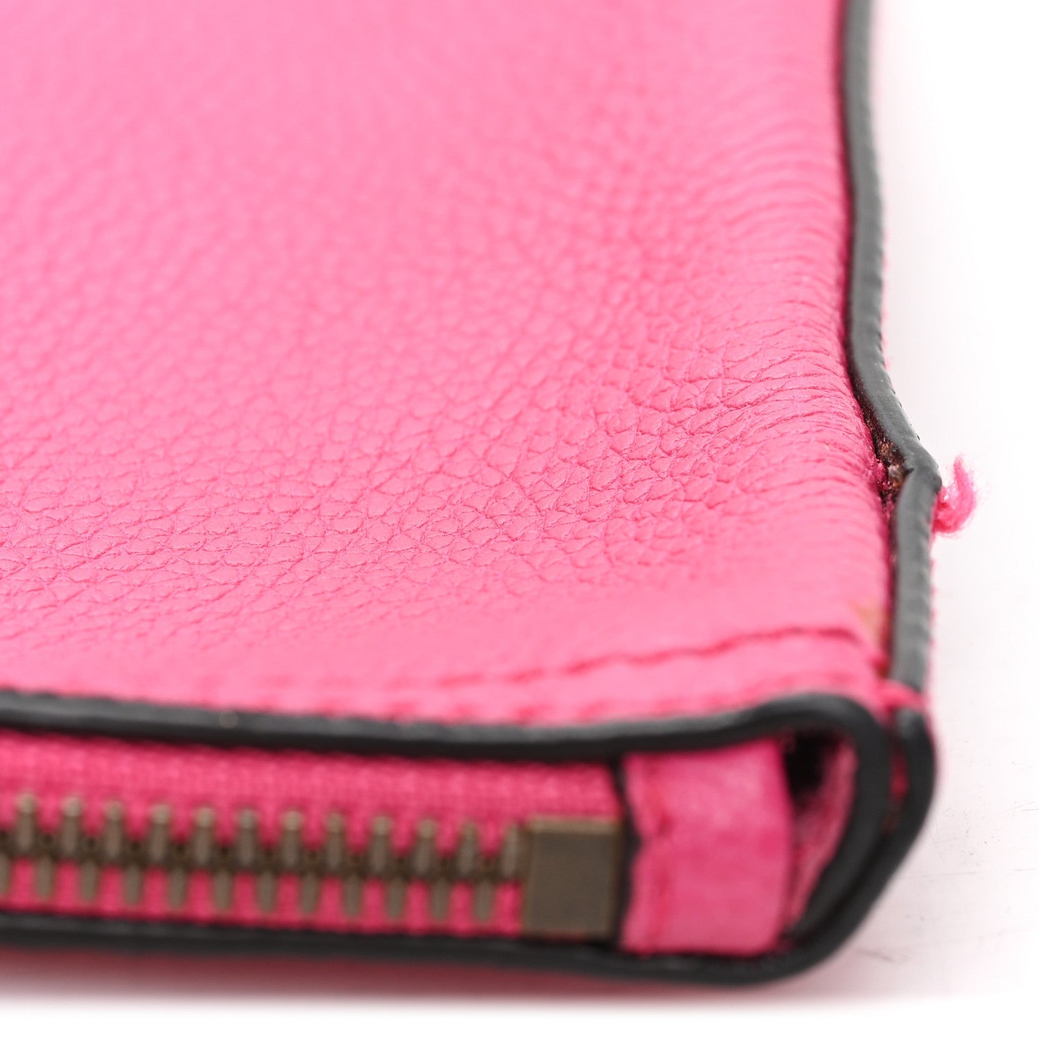 Gucci Pebbled Calfskin Medium Logo Portfolio Clutch Pink Green