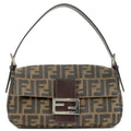 FENDI Zucca Mamma Baguette Canvas Leather Shoulder Bag 26424