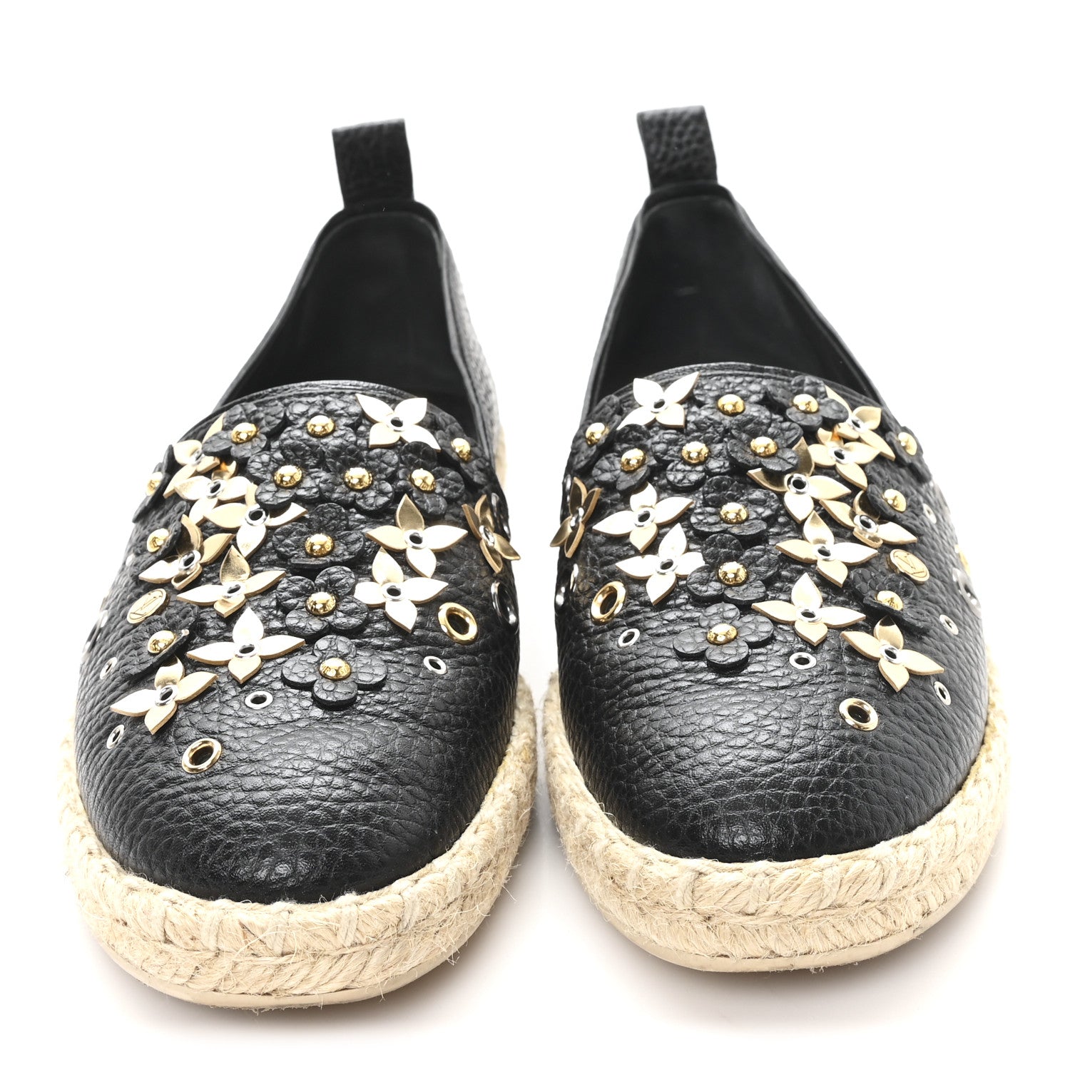 Louis Vuitton Calfskin Tropical Bloom Espadrille Flat 40 Black