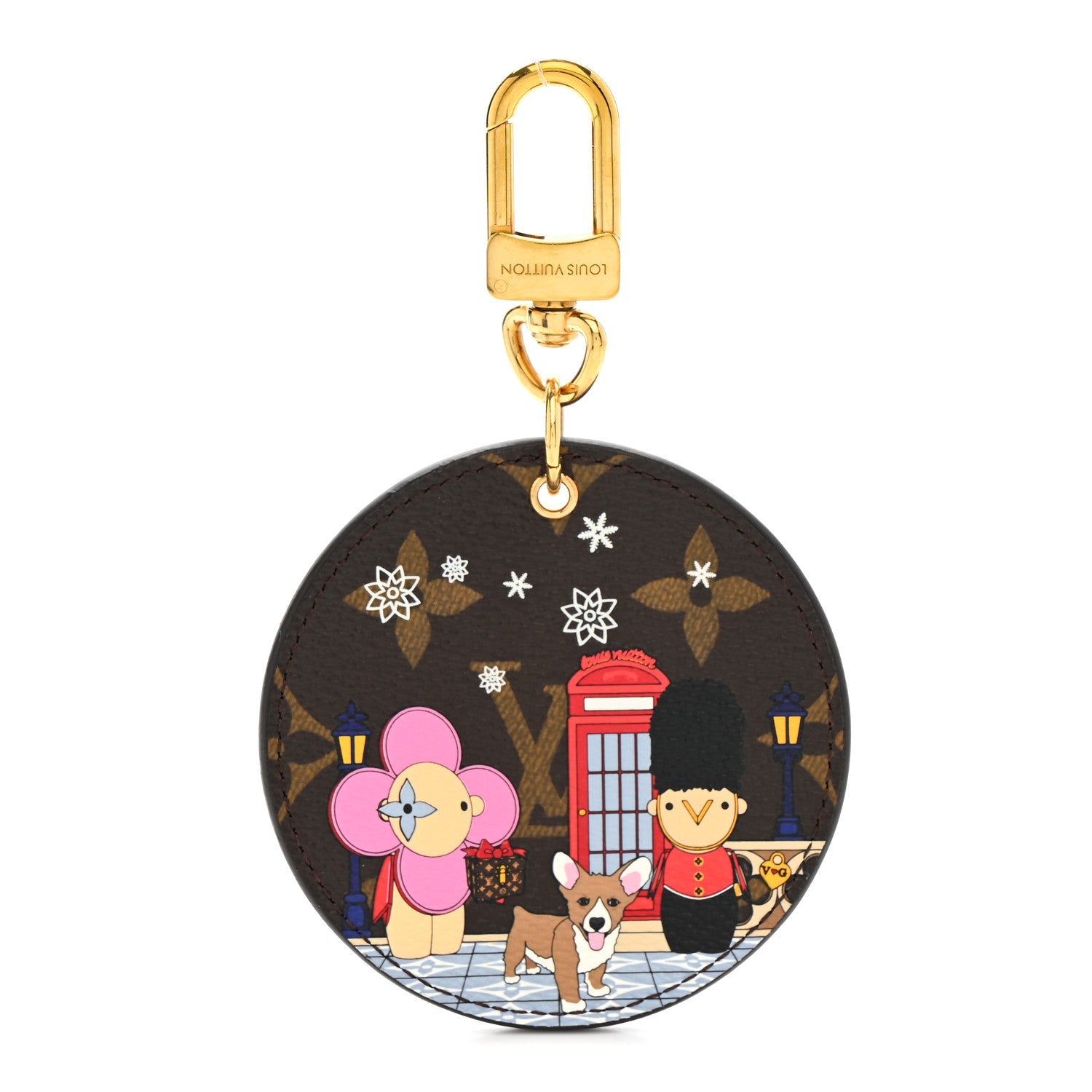 Louis Vuitton Monogram 2021 Christmas Animation London Bag Charm Key Ring Red