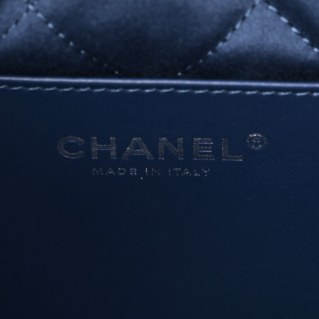 Chanel Washed Denim Logo Embroidered Mini Chanel 22 Blue