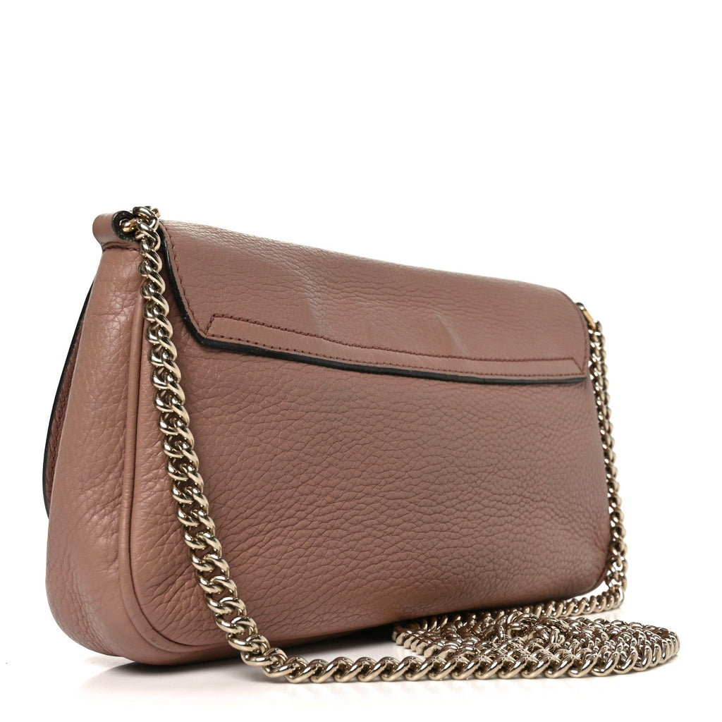 Gucci Pebbled Calfskin Medium Soho Flap Crossbody Pale Pink