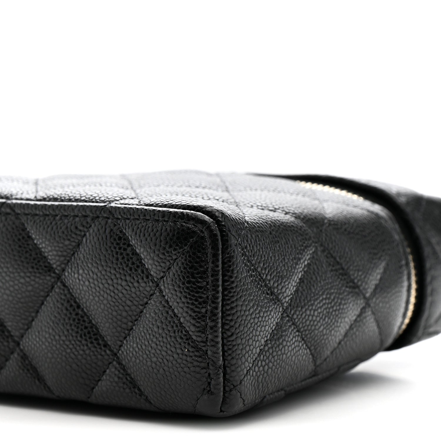 Chanel Caviar Quilted Top Handle Slim Vanity With Chain Black