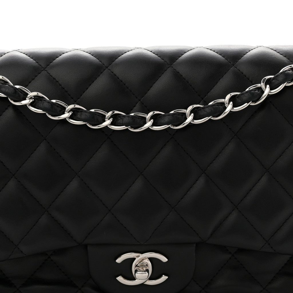 Chanel Lambskin Quilted Jumbo Double Flap Black