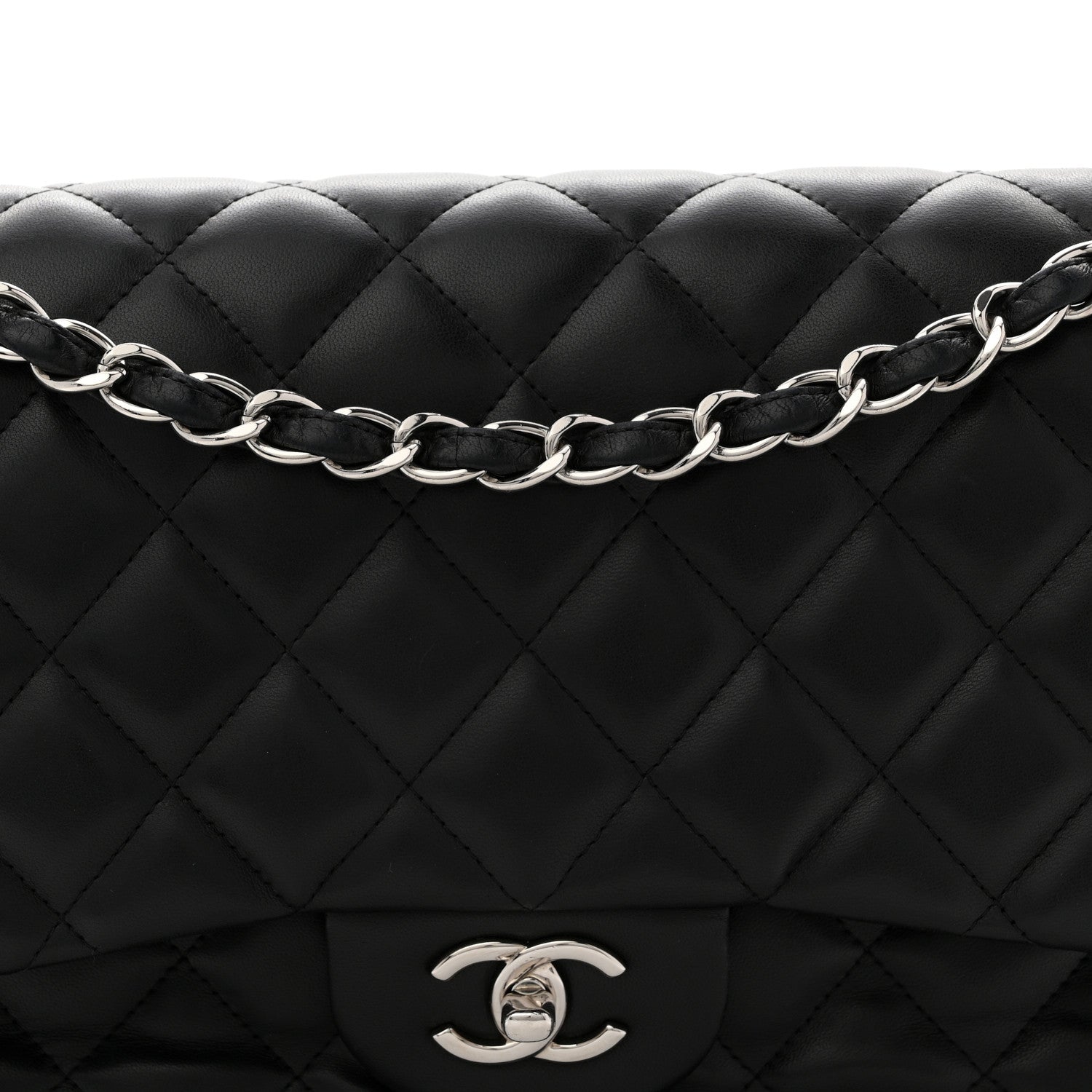 Chanel Lambskin Quilted Jumbo Double Flap Black