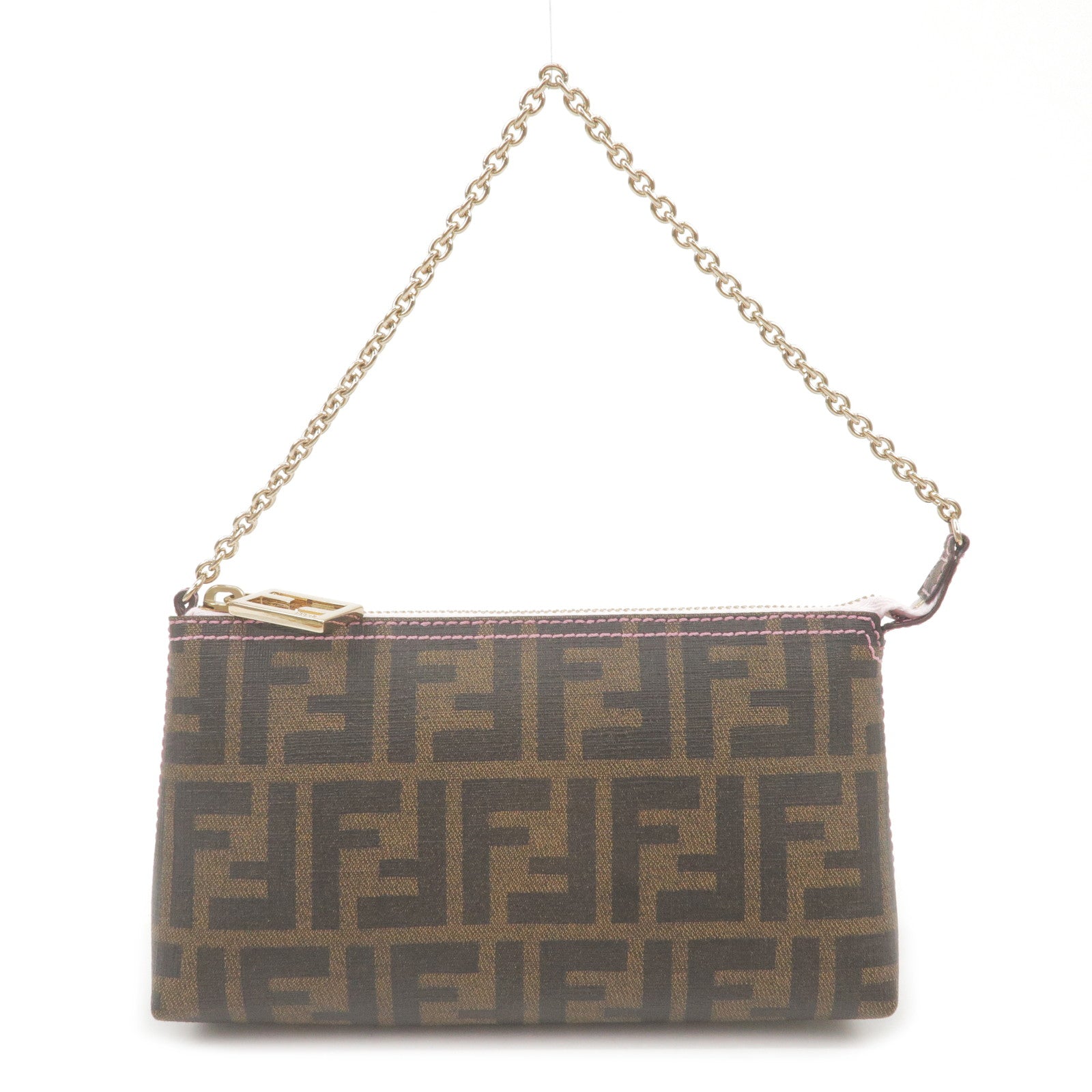 FENDI Zucca Print PVC Accessory Pouch Bag Brown Black 8BR592