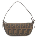 FENDI Zucca Canvas Leather Shoulder Bag Brown Black 8BR133
