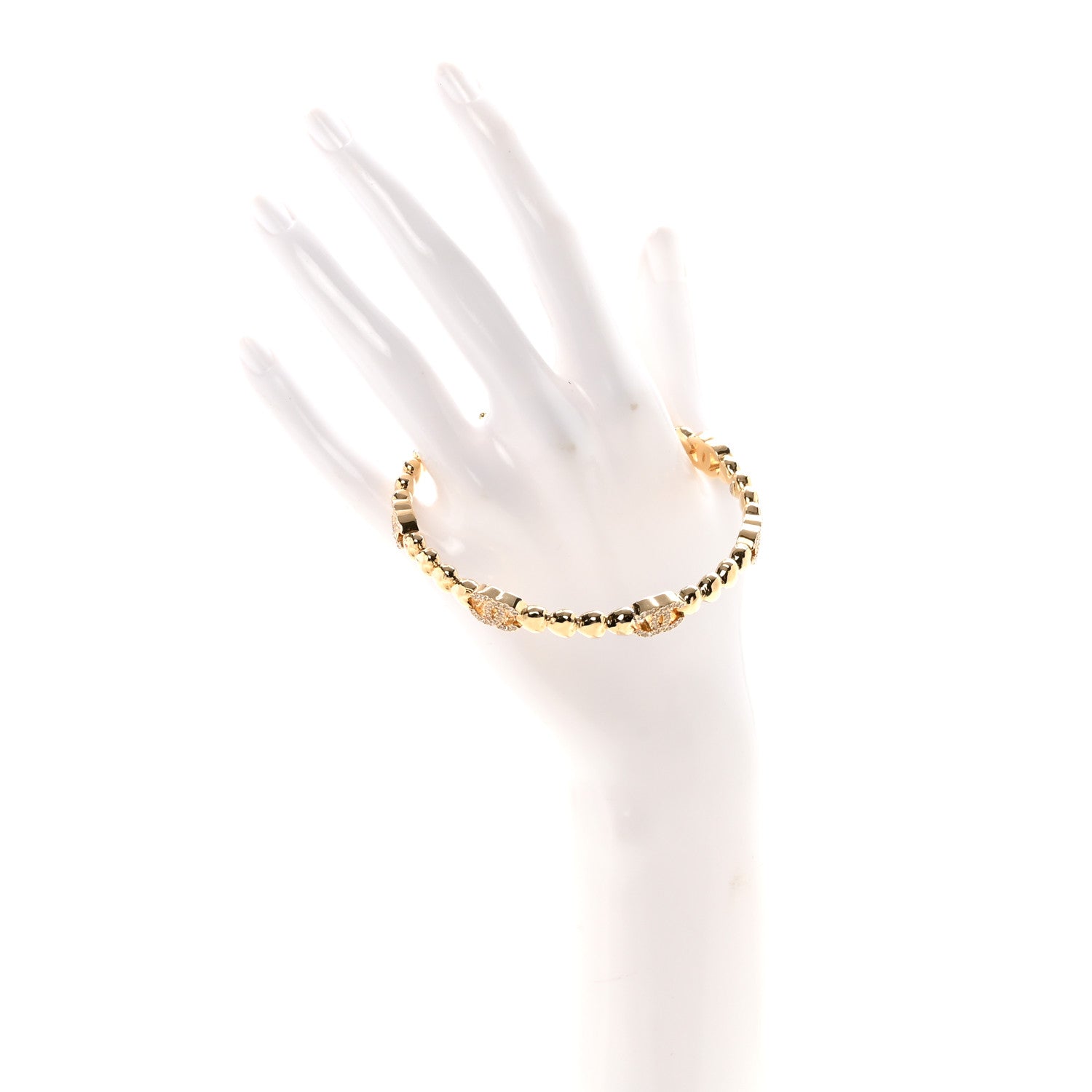 Crystal CC Heart Link Bracelet Gold