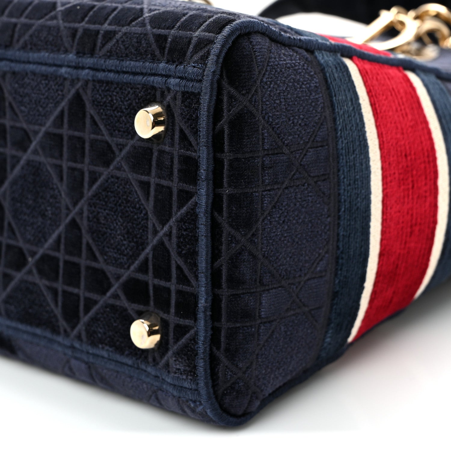 Christian Dior Velvet Cannage Medium Lady D-Lite Blue Red White
