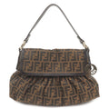FENDI Zucca Canvas Leather Shoulder Bag Brown Black 8BR436