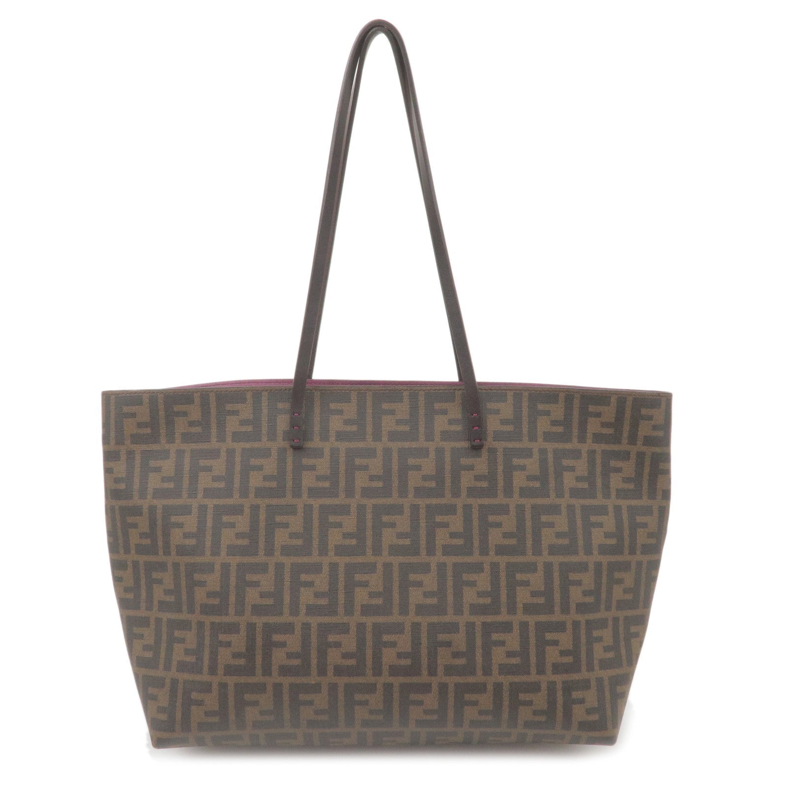 FENDI Zucca Logo Print PVC Leather Tote Bag Brown Black 8BH185