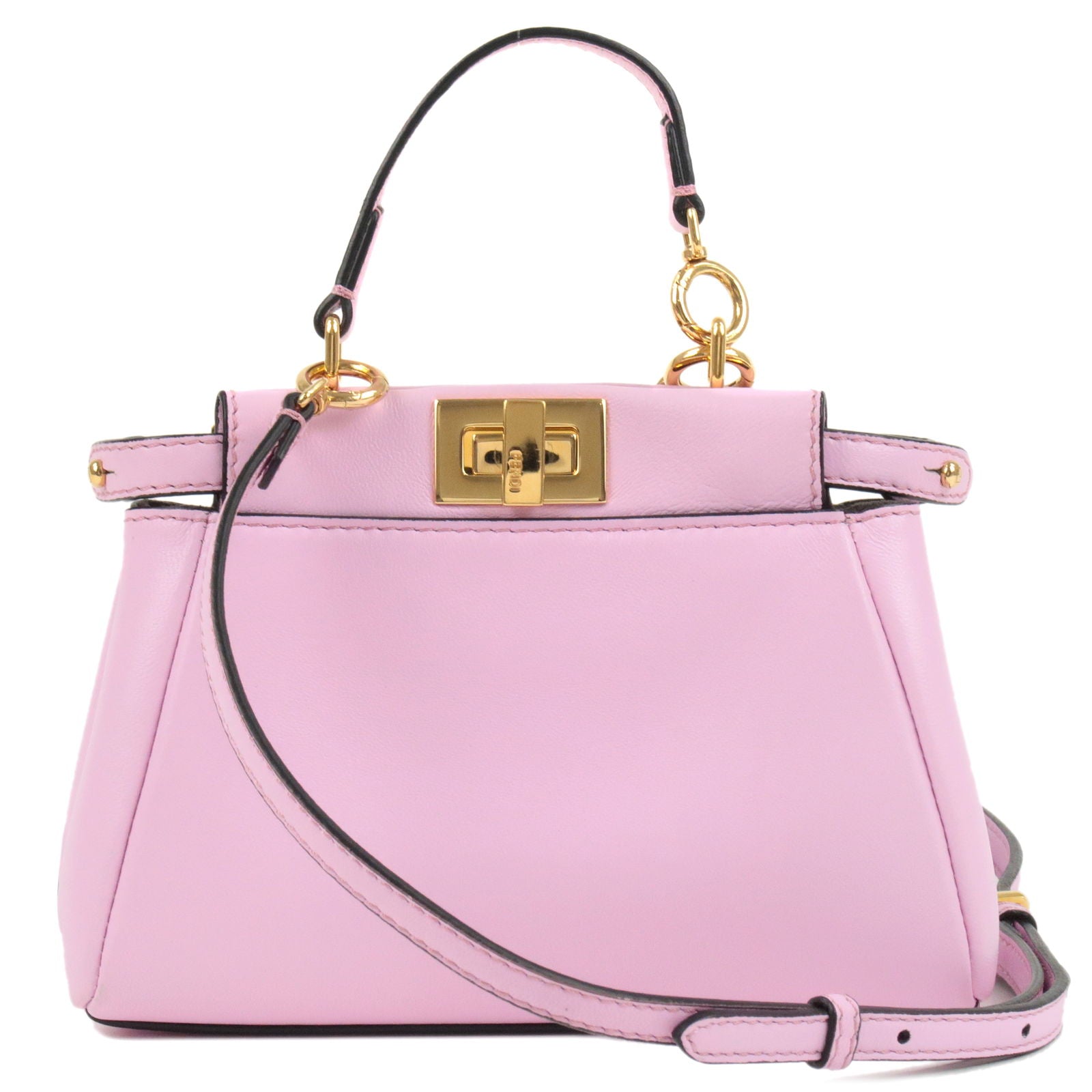 FENDI Leather Micro Peekaboo 2Way Bag Hand Bag Pink 8M0355