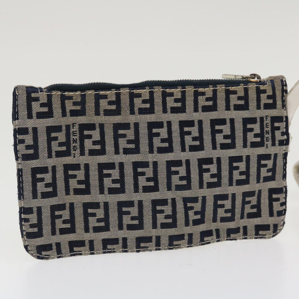 FENDI Zucchino Canvas Hand Bag Navy 2384-8BH006-028 Auth 36667