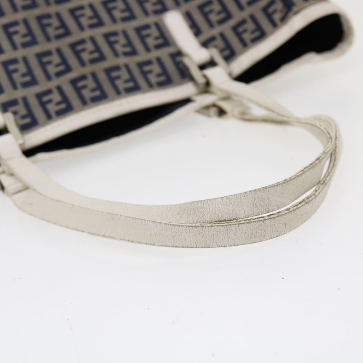 FENDI Zucchino Canvas Hand Bag Navy 2384-8BH006-028 Auth 36667