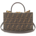 FENDI Zucca Canvas Leather Vanity Bag Khaki Black Brown 14548