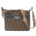 FENDI Zucca Selleria Canvas Leather Shoulder Bag Brown 8BT092