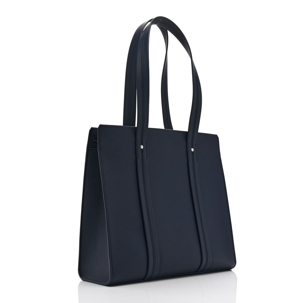 Louis Vuitton Grained Calfskin LV Aerogram Tote Navy