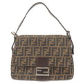 FENDI Zucca Mamma Baguette Canvas Leather Shoulder Bag 26325