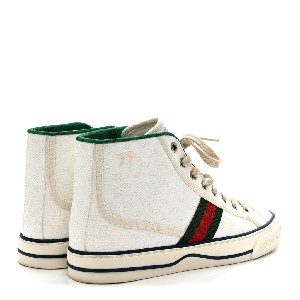 Gucci Monogram GG Mignon Web Womens 1977 Tennis High Top Sneakers 37 White