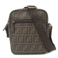 FENDI Zucca Logo Print PVC Shoulder Bag Khaki Black 7VA232