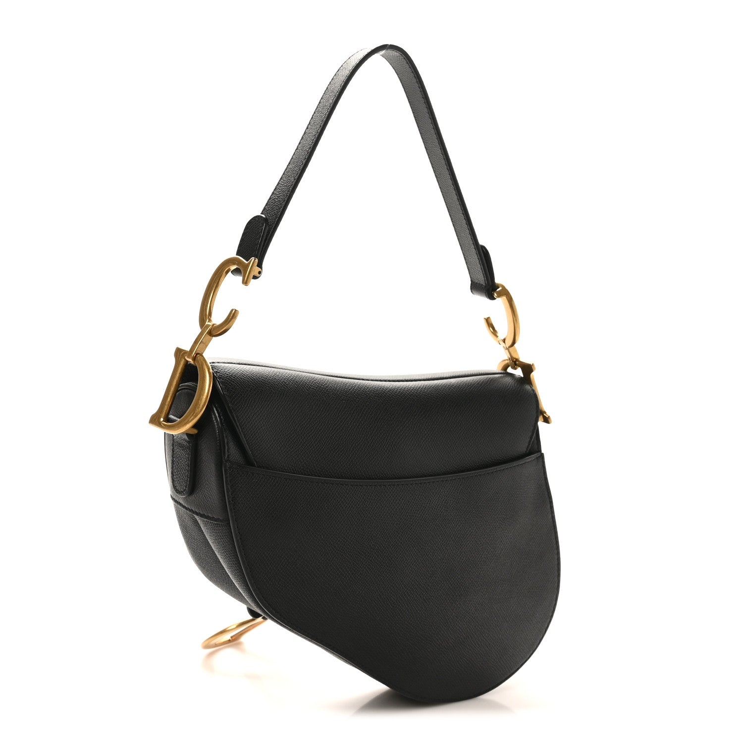 Christian Dior Grained Calfskin Saddle Bag Black