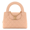 Chanel Shiny Aged Calfskin Quilted Nano Kelly Shopper Beige