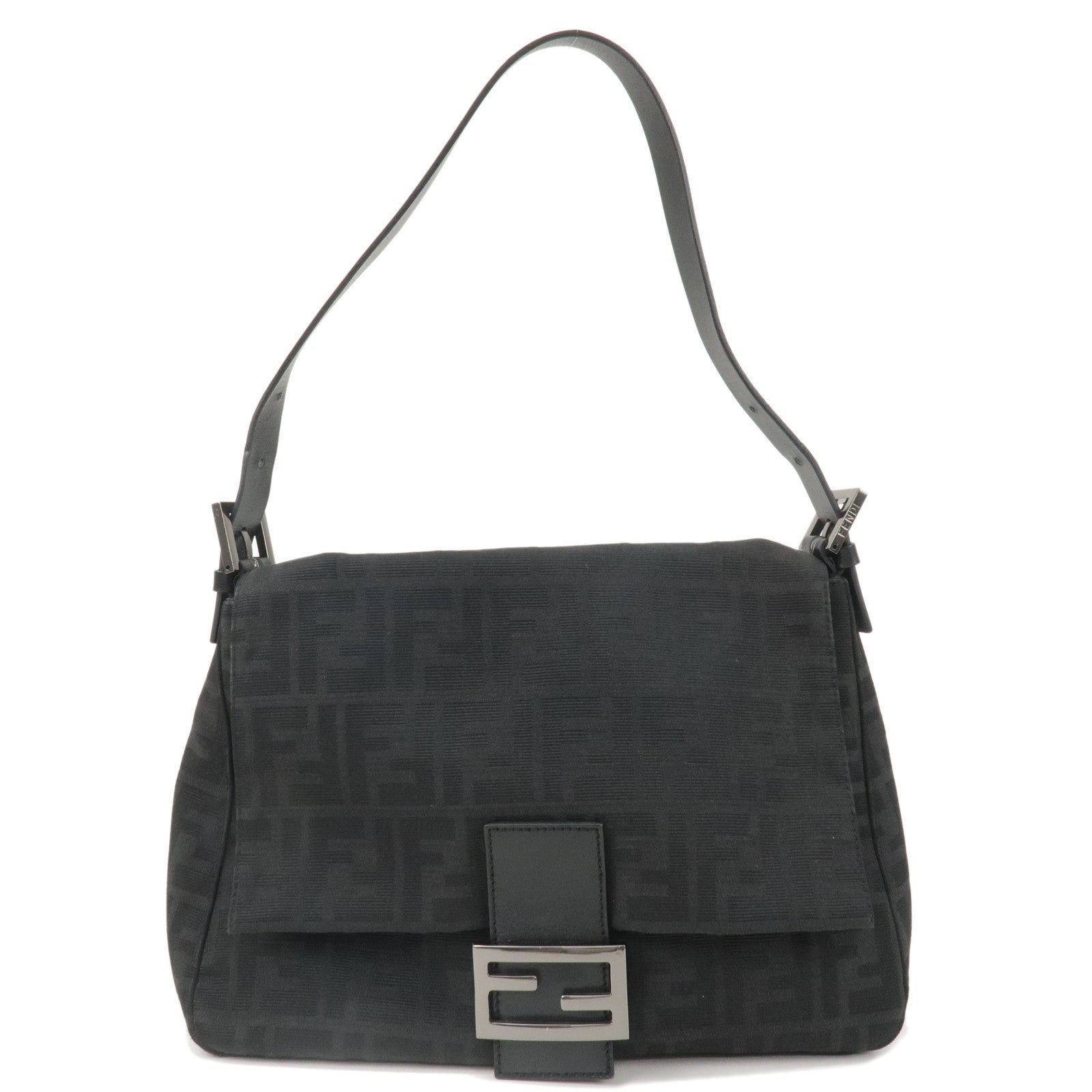 FENDI Zucca Mamma Baguette Canvas Leather Shoulder Bag 8BR001