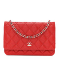 Chanel Caviar Quilted Wallet on Chain WOC Red